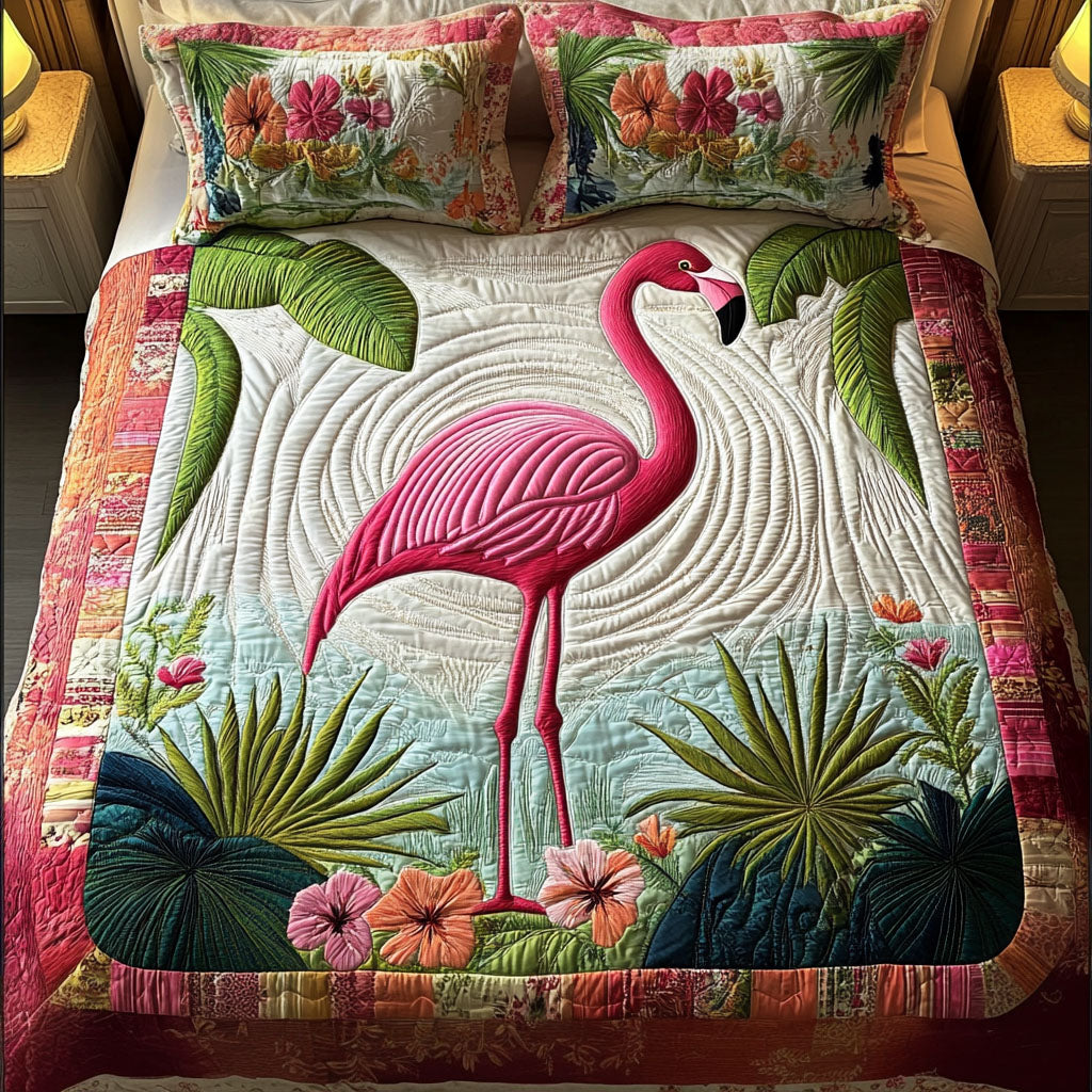 Flamingo Spirit Quilted Bedding Set Elegant Bedding Set Gift for Newlyweds