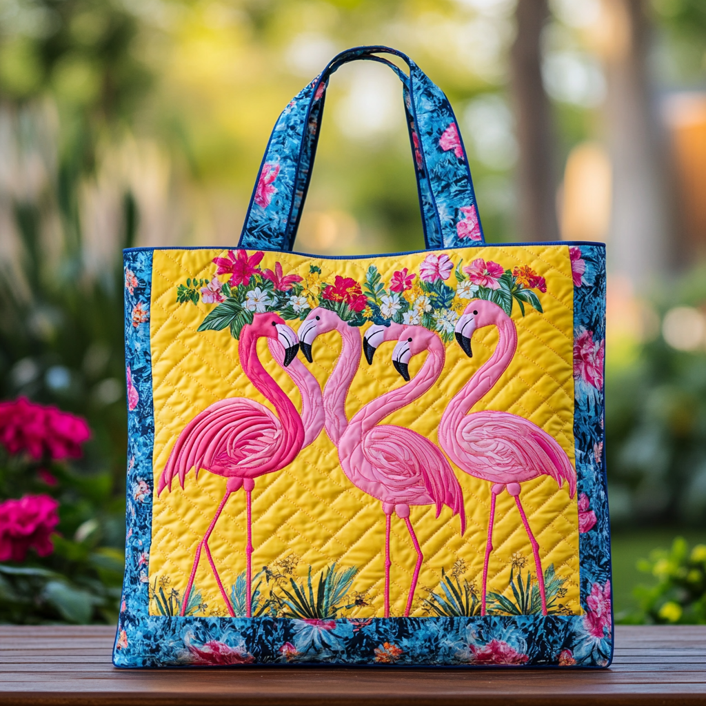 Flamingo Spirit Quilted Tote Bag Flamingo Christmas Presents