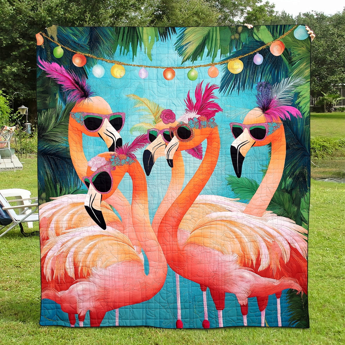 Flamingo Splendor Quilted Blanket Flamingo Gifts For Her
