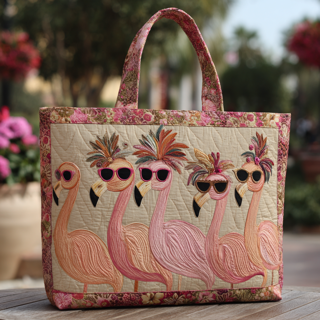 Flamingo Style Quilted Tote Bag Flamingo Presents