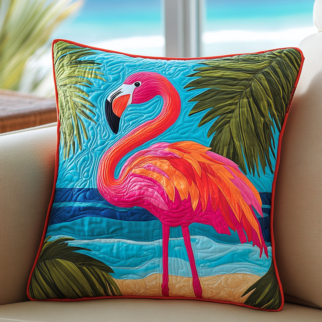 Flamingo Sunset Quilted Pillow Case Decorative Pillow Covers Great Flamingo Themed Gifts