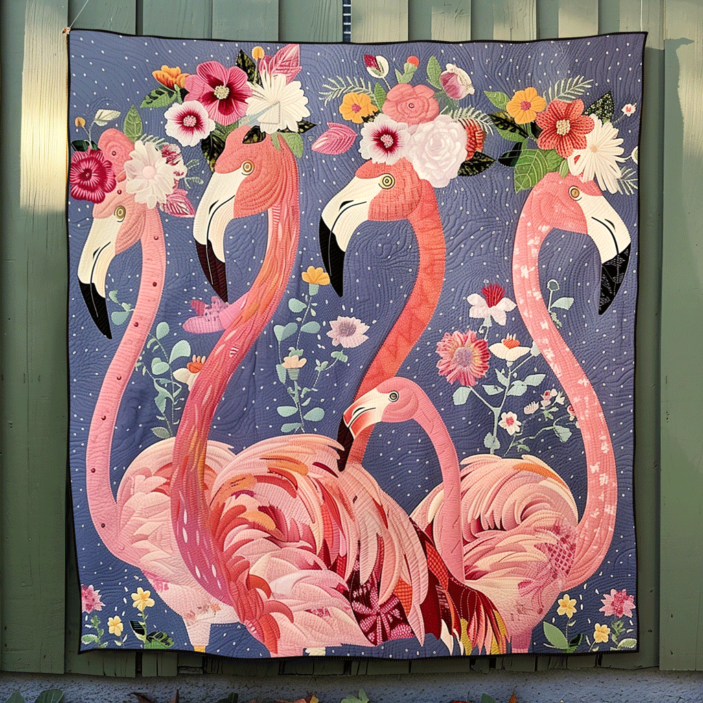 Flamingo Sunshine Quilted Blanket Gifts For Flamingo Lovers