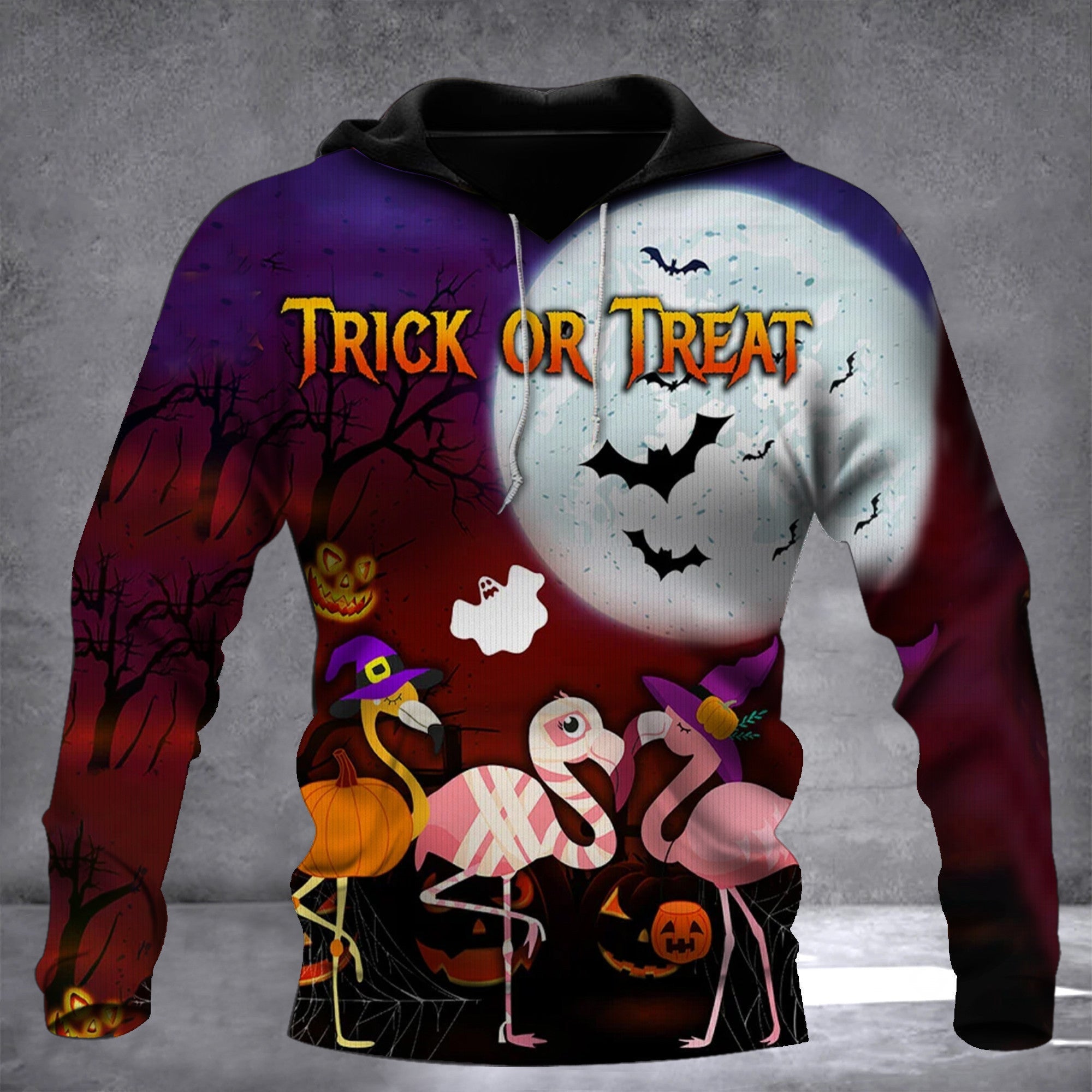 Flamingo Trick Or Treat Halloween Hoodie Flamingo Graphic Halloween Sweaters For Women Flamingo Trick Or Treat Halloween Hoodie Flamingo Graphic Halloween Sweaters For Women