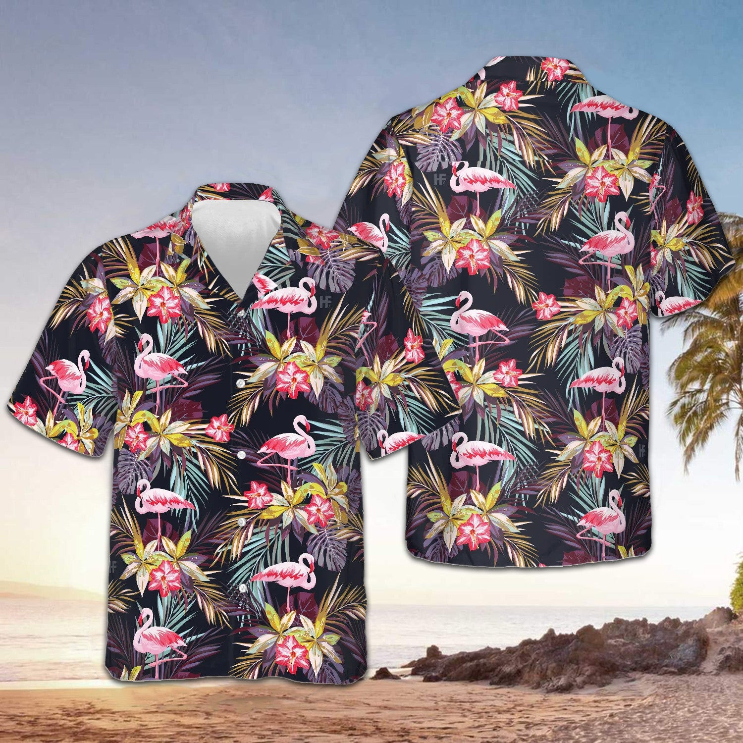 Flamingo Tropical Hawaiian Shirt Summer Button Up Gifts For Brother