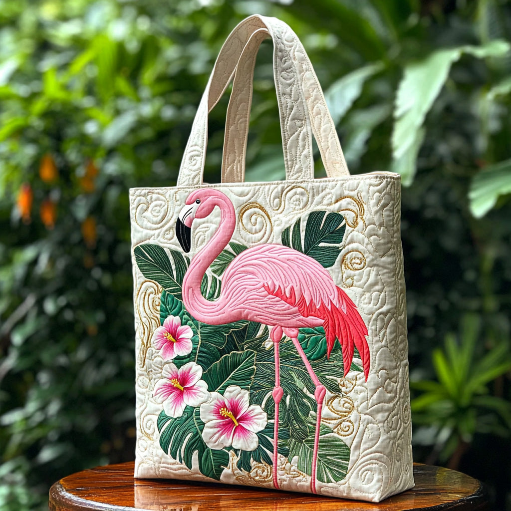Flamingo Twist Quilted Tote Bag Flamingo Theme Gifts