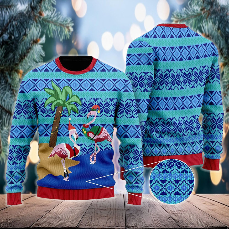 Flamingo Ugly Christmas Sweater Couple Xmas Sweater Gifts For Flamingo Lovers