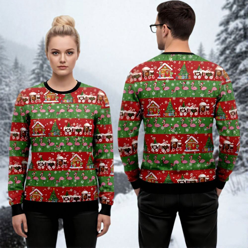 Flamingo Ugly Christmas Sweater Flamingo Themed Christmas Apparel Xmas Presents