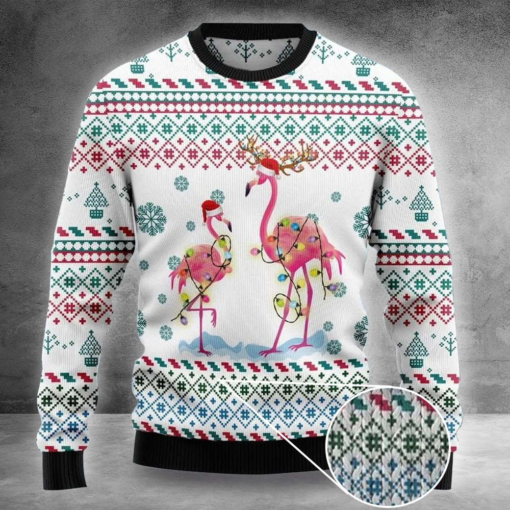 Flamingo Ugly Christmas Sweater Happy Xmas Flamingo Sweaters Gift For Her