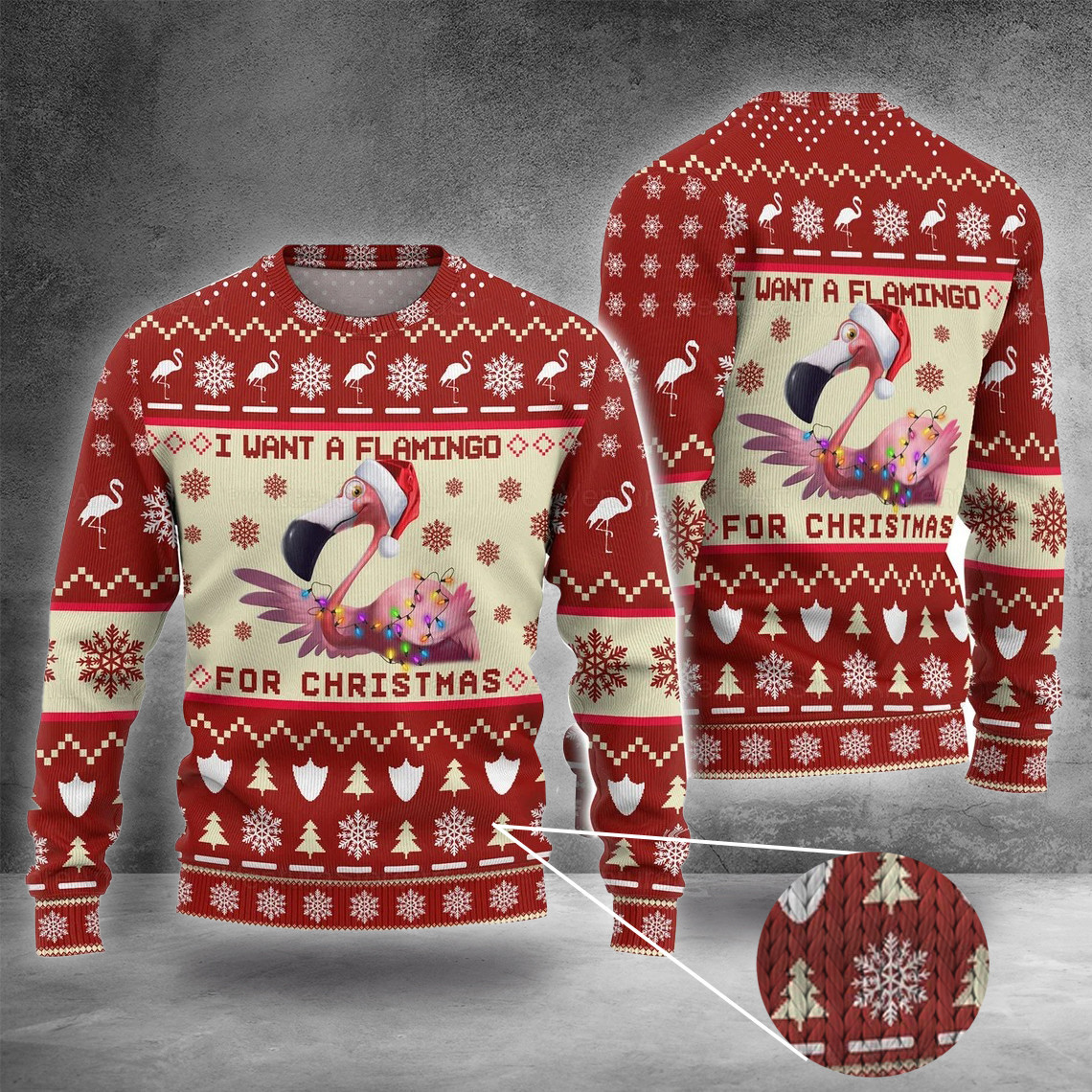 Flamingo Ugly Christmas Sweater I Want A Flamingo For Christmas Sweater Gifts For Dude
