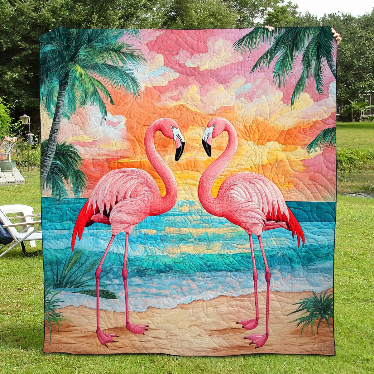 Flamingo Vibes Quilted Blanket Flamingo Christmas Presents