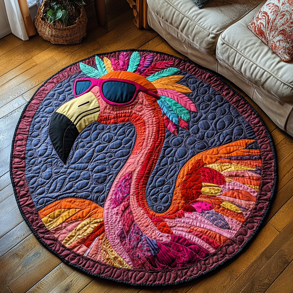 Flamingo Vibes Quilted Round Mat Entryway Christmas Decor Ideas Christmas Gifts For Farmers
