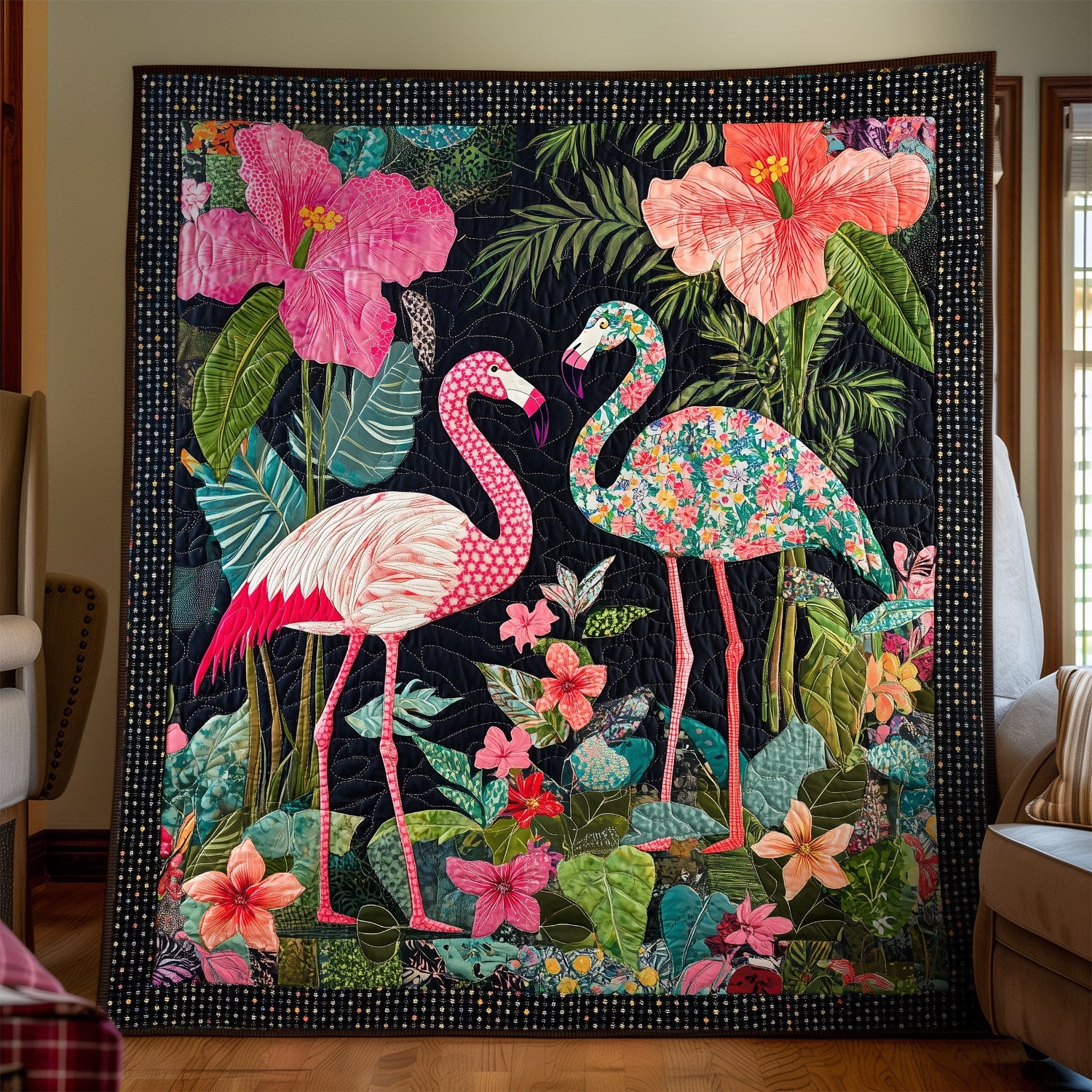 Flamingo Vista Quilted Blanket Flamingo Gifts For Her