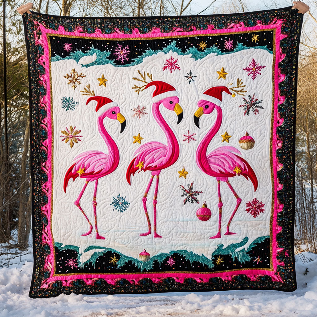 Flamingo Winter Glow Quilt Blanket Flamingo Throw Blanket Flamingo Christmas Presents for Wife