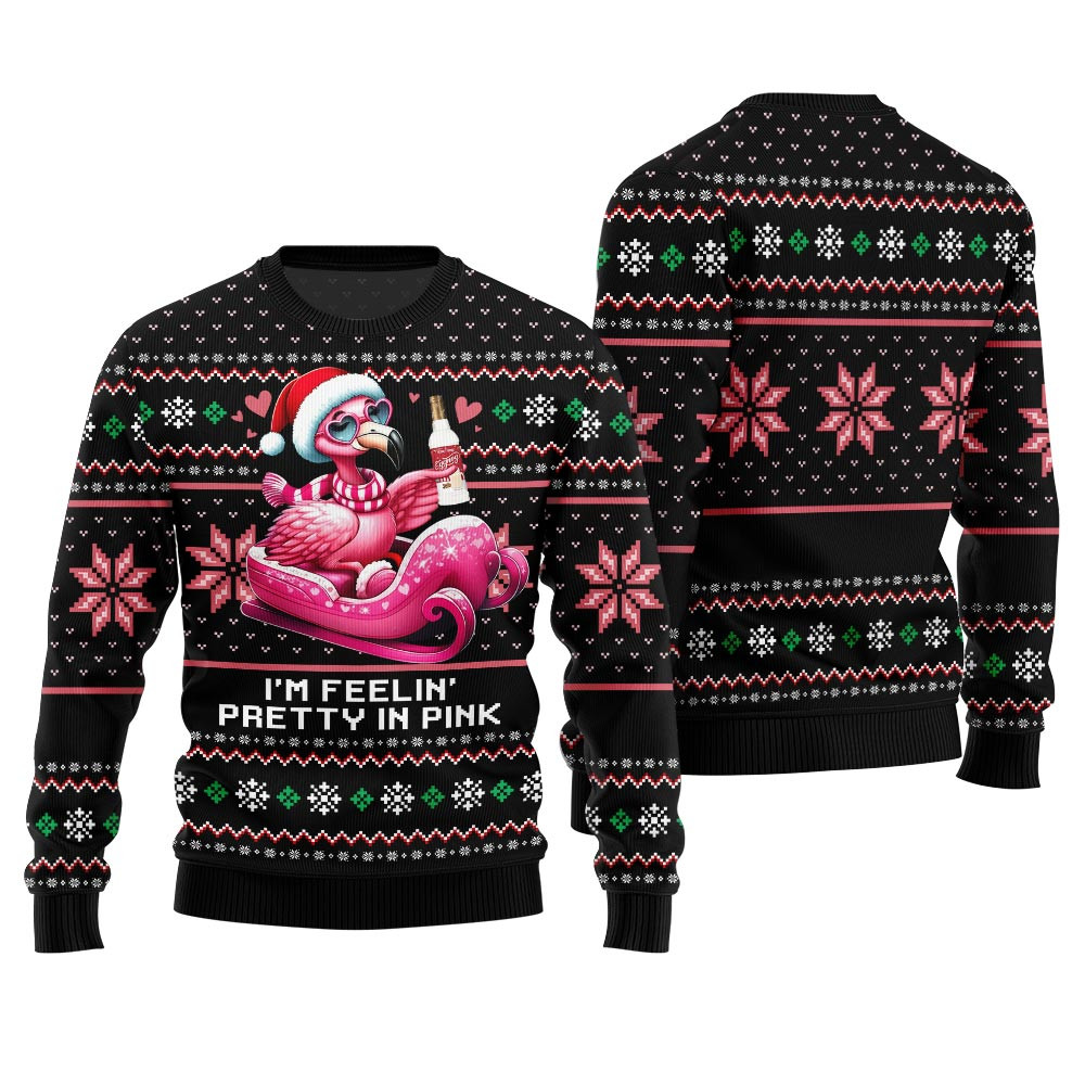 Flamingo With Eggnog Funny Christmas Sweater Funny Xmas Sweater for Ugly Sweater Parties