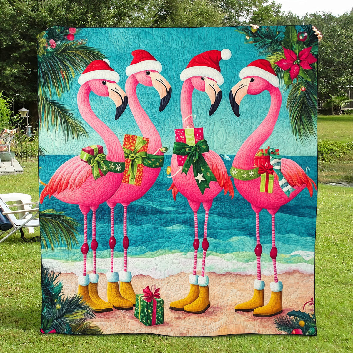 Flamingo Wonderland Quilted Blanket Flamingo Christmas Presents
