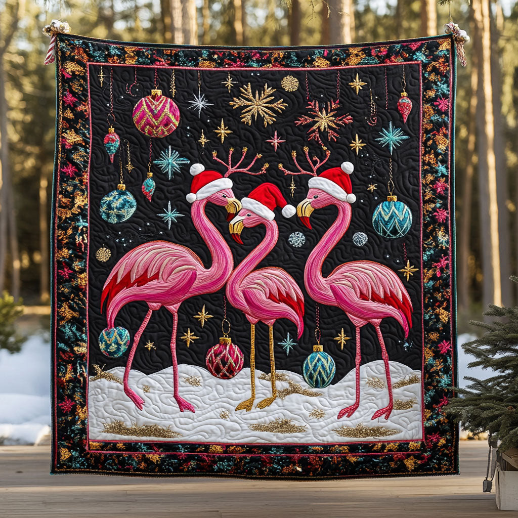 Flamingo Yuletide Joy Quilt Blanket Flamingo Throw Blanket Flamingo Christmas Presents for Wife