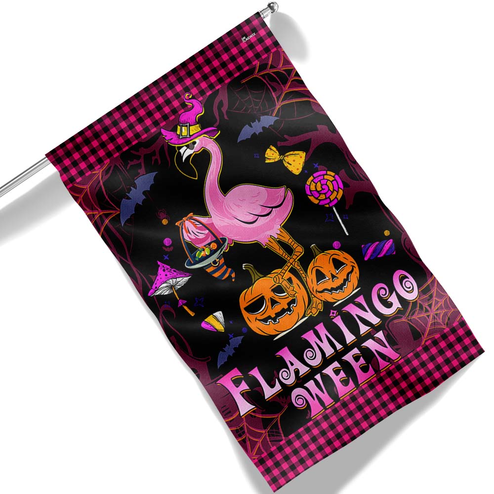 Flamingoween Trick Treat Halloween Flag