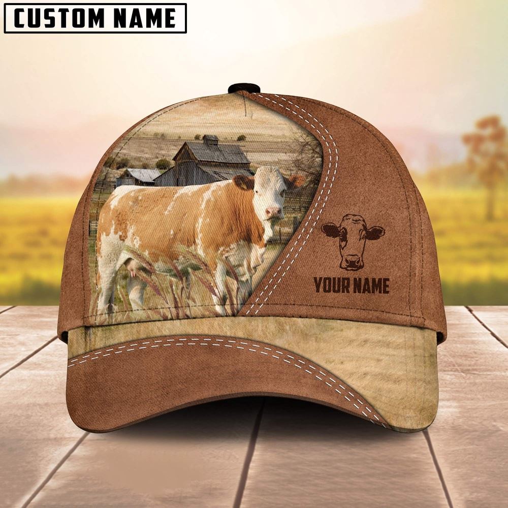 Fleckvieh Customized Name Brown Cap Farm Cap Farmer Baseball Cap Gift For Farmer