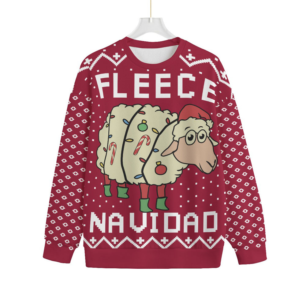 Fleece Navidad Oversized Ugly Christmas Sweater Unique Holiday Sweater Gift Idea for Loved Ones