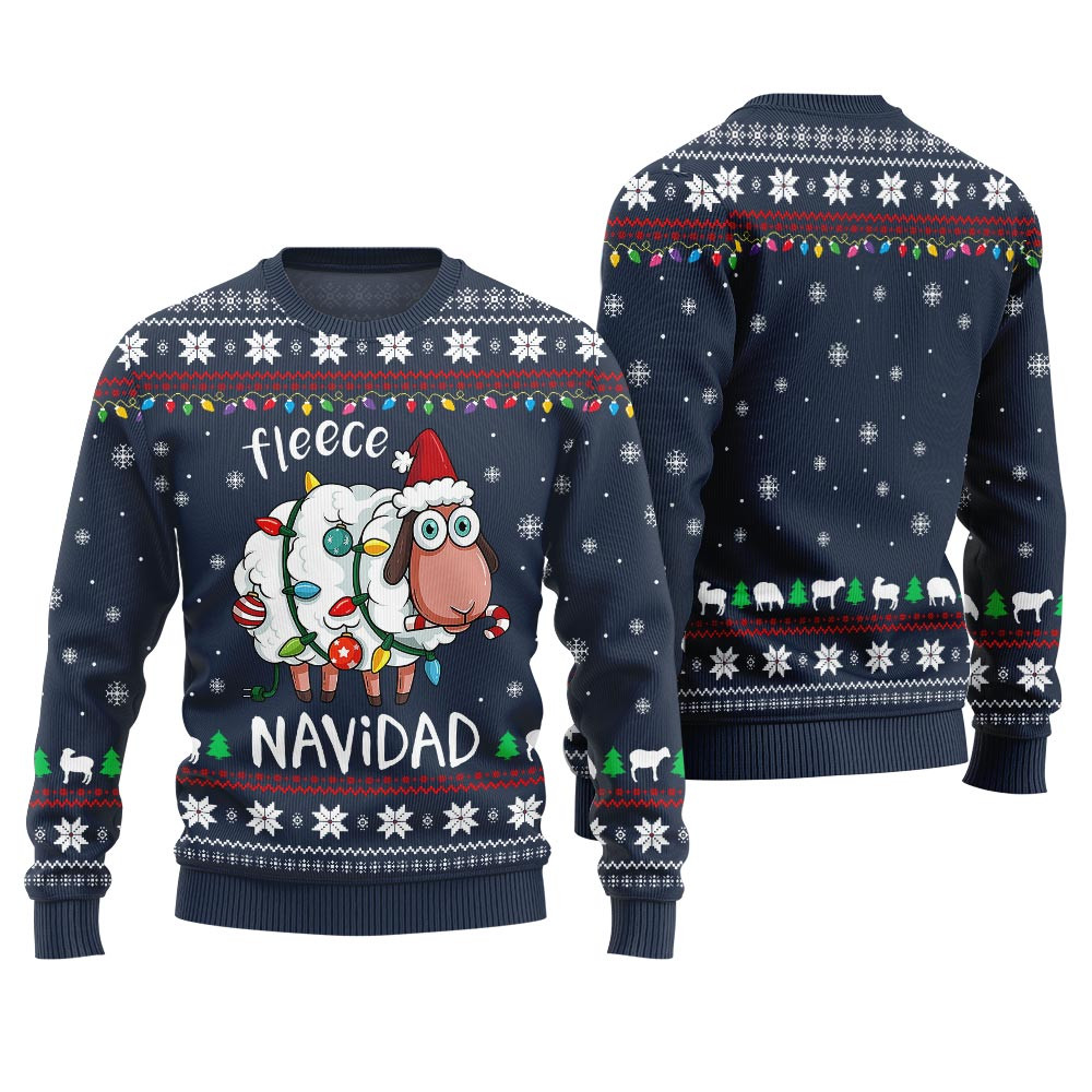 Fleece Navidad Ugly Christmas Sweater Men And Women Cozy Christmas Sweater for Holiday Season