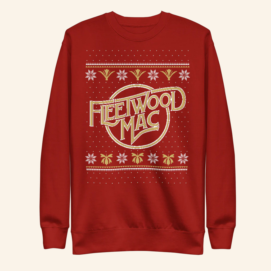 Fleetwood Mac Merch Knit Print Holiday Crewneck Sweatshirt Christmas Gift Ideas For Boyfriend