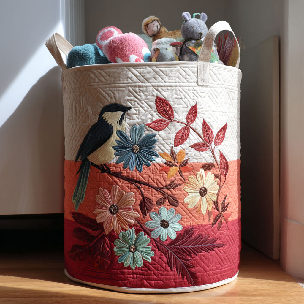 Fleur Feather Quilted Laundry Basket Summer Merch Vibes