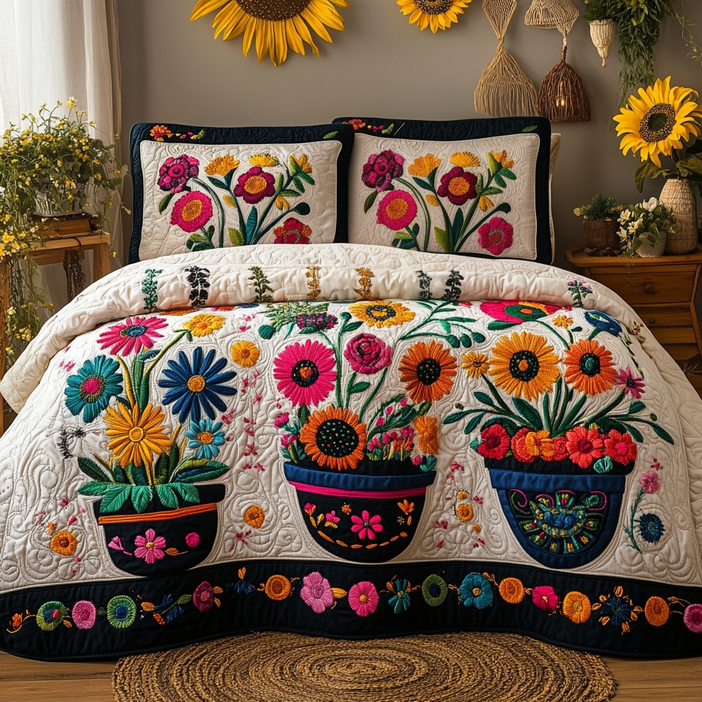 Fleur Serenity Quilted Bedding Set Bedroom Decor Ideas Gifts For Flower Enthusiasts