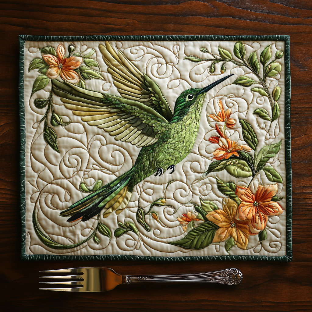 Flight of Joy Quilted Place Mat Dining Room Table Decorated For Christmas Unique Hummingbird Gifts