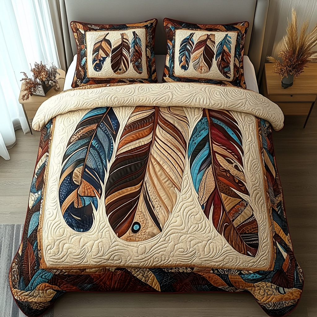 Flight of Serenity Quilted Bedding Set Holiday Season Duvet Cover Set Native American Gift Shop