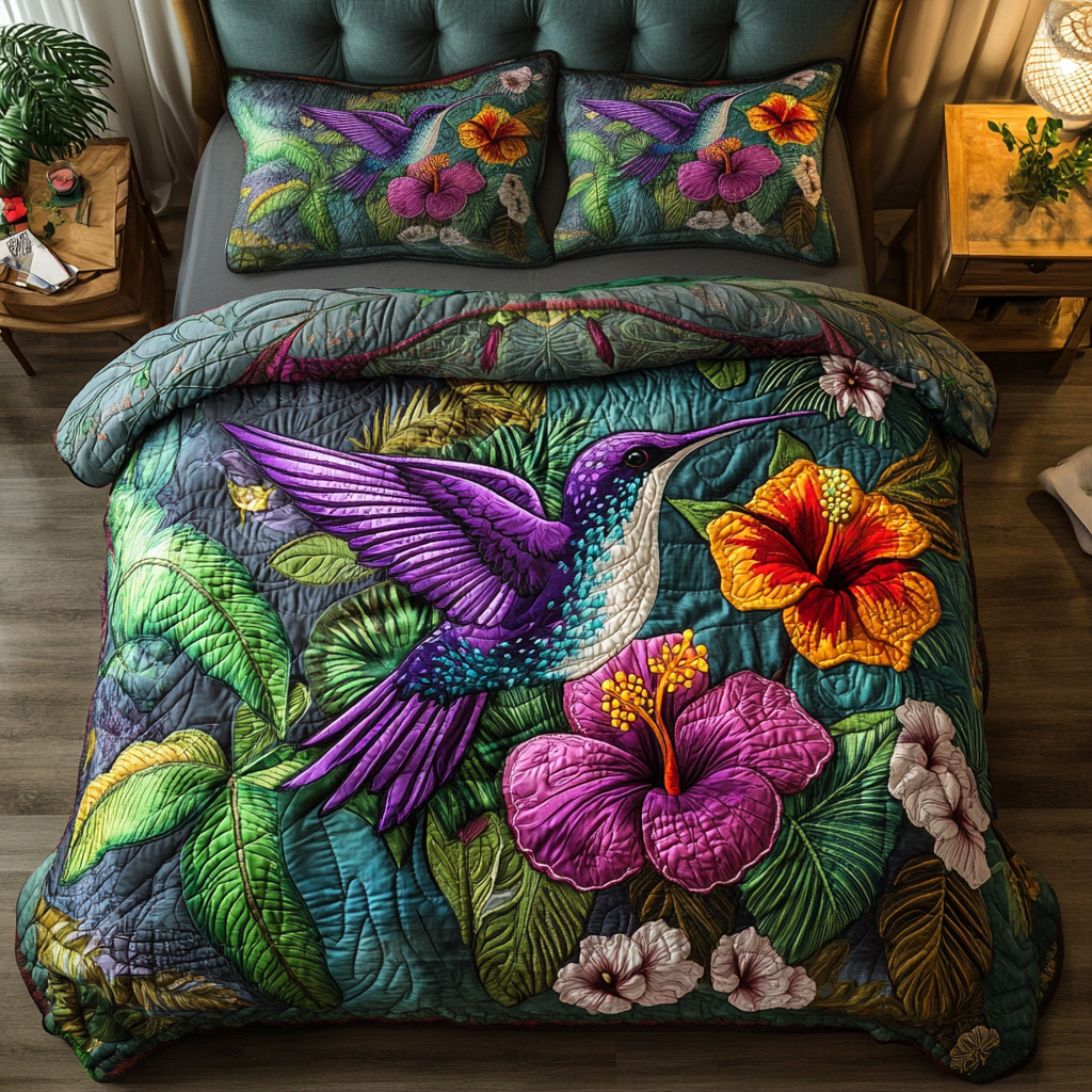 Flight Of Wonder Quilted Bedding Set Luxury Bedding Set with Pillow Covers Included