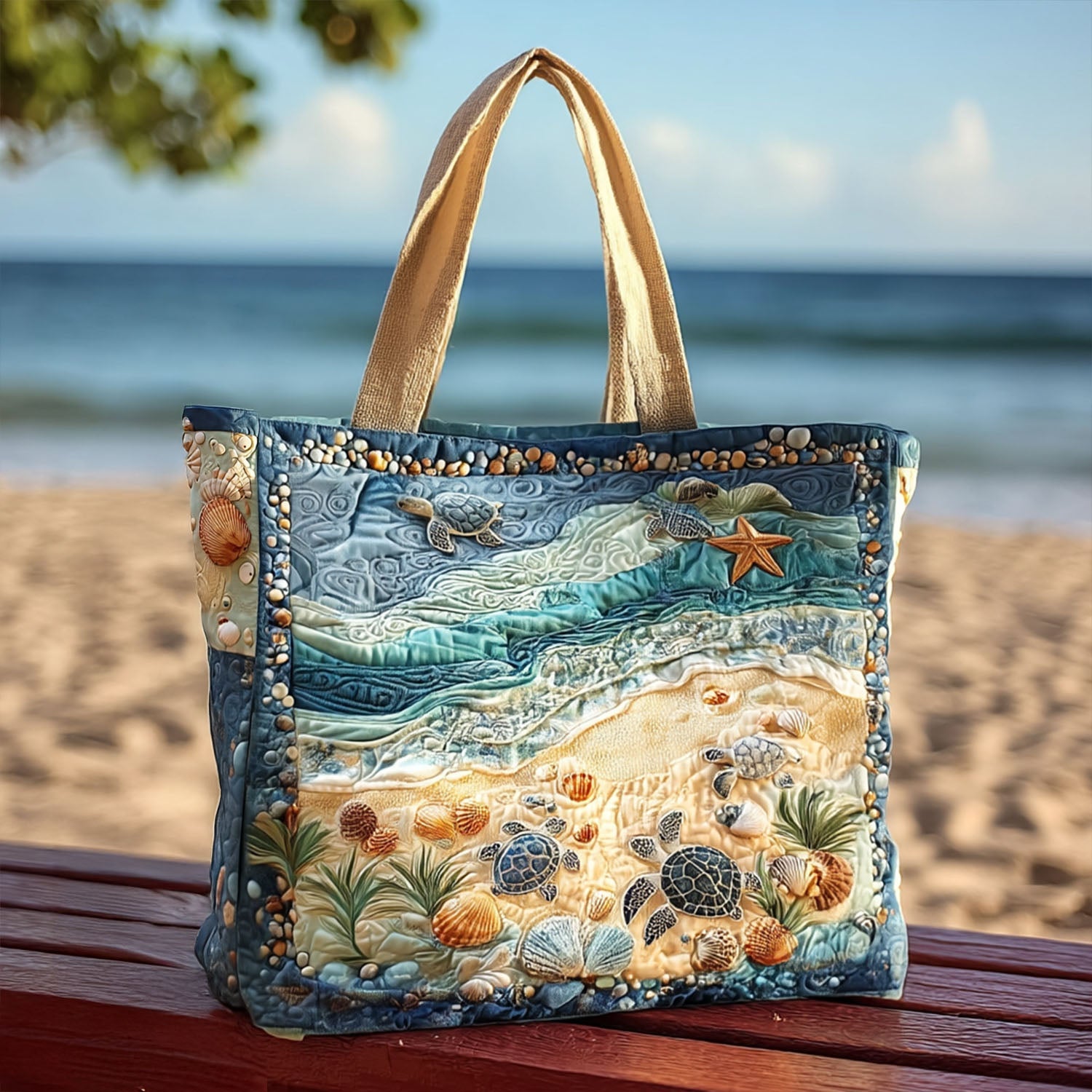 Flip-Flop Floater Quilted Tote Bag Best Gifts For Ocean Lovers