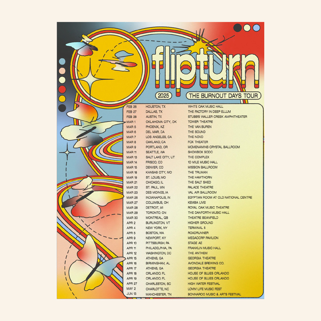 Flipturn Merch The Burnout Days Spring Tour Poster Living Room Wall Decor Flipturn Merch The Burnout Days Spring Tour Poster Living Room Wall Decor