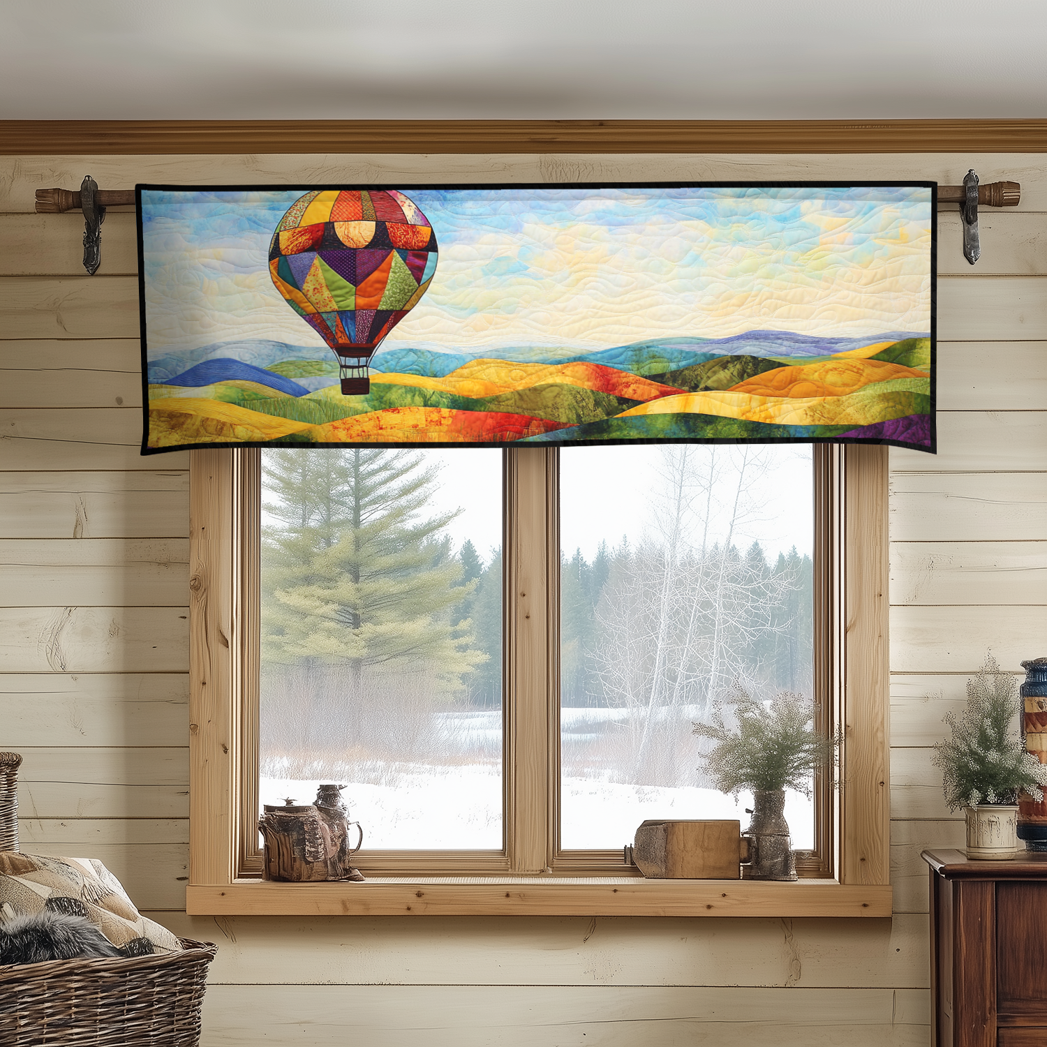 Floating Dreams Quilted Valance Unique Front Door Decor Sky Air Balloon Gifts For Him