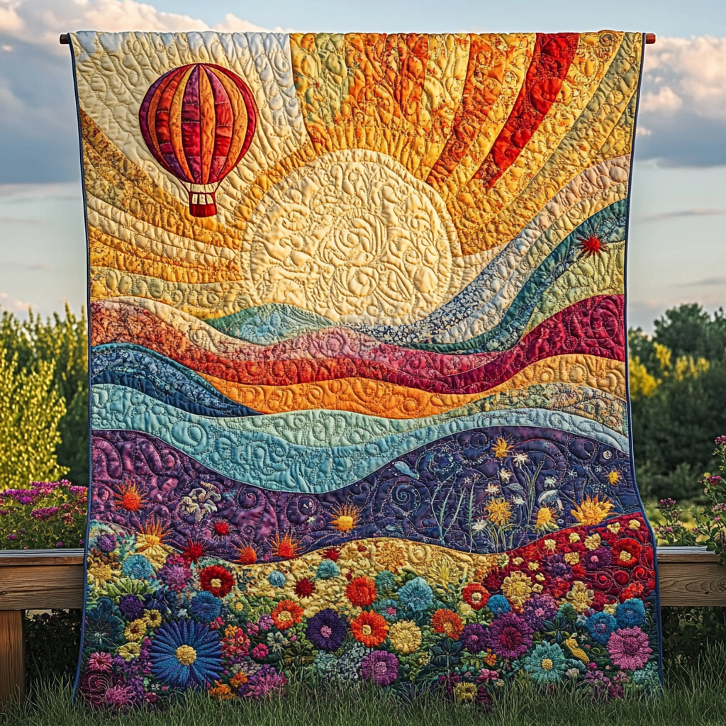 Floating Horizons Quilted Blanket Best Couch Throw Blanket Sky Air Balloon Merchandise 