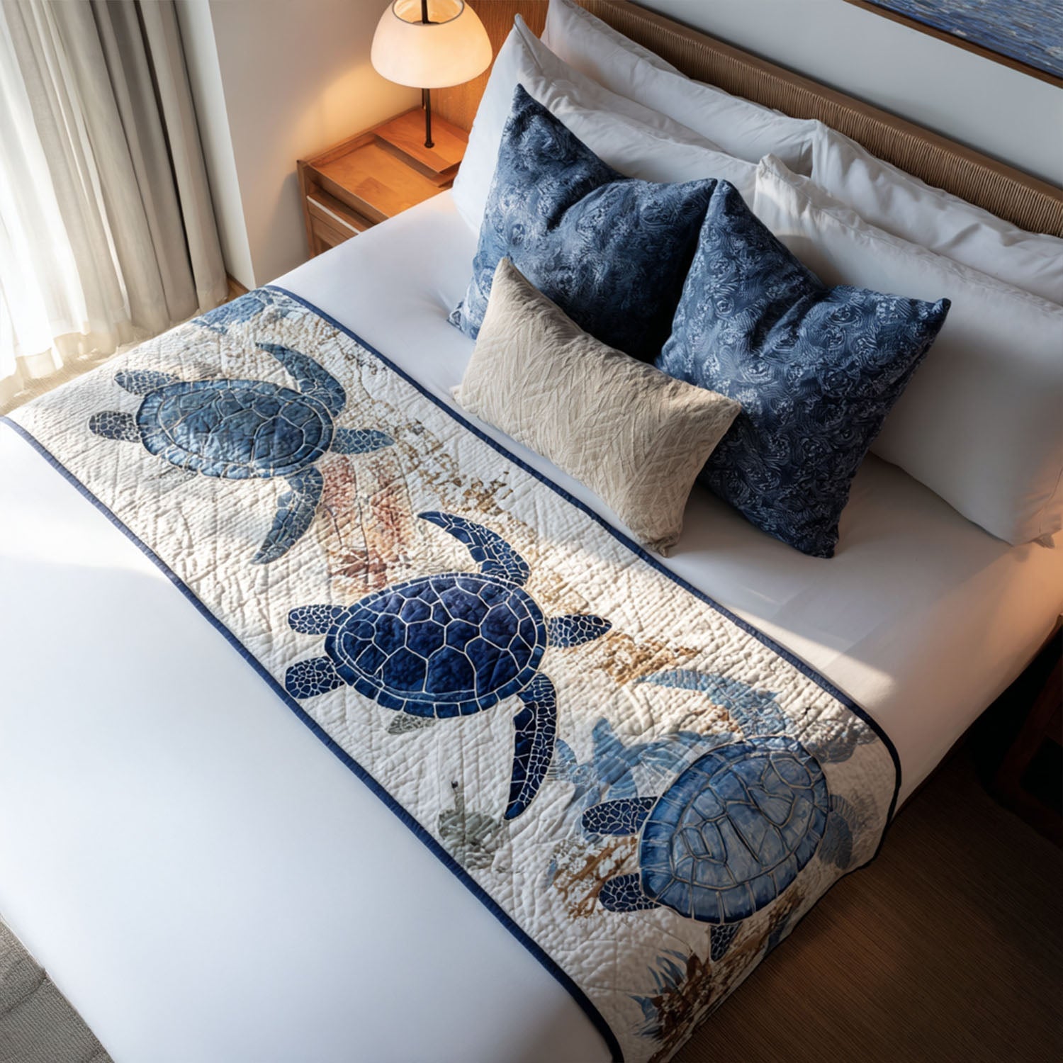 Floating Traveler Quilted Bed Runner Bedroom Decor Ideas Sea Turtle Gift Ideas For Her
