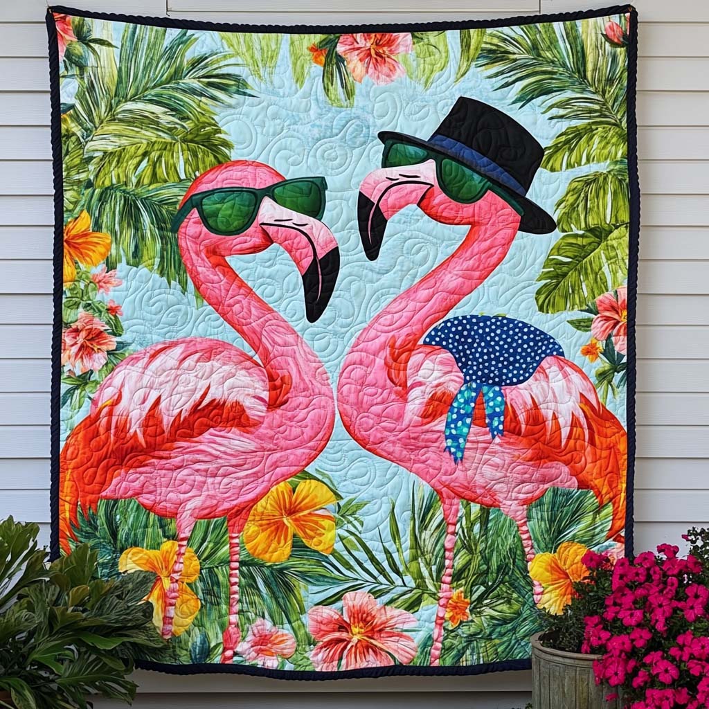 Floaty Flamingo Quilted Blanket Bedroom Xmas Decor Best Hummingbird Themed Gifts