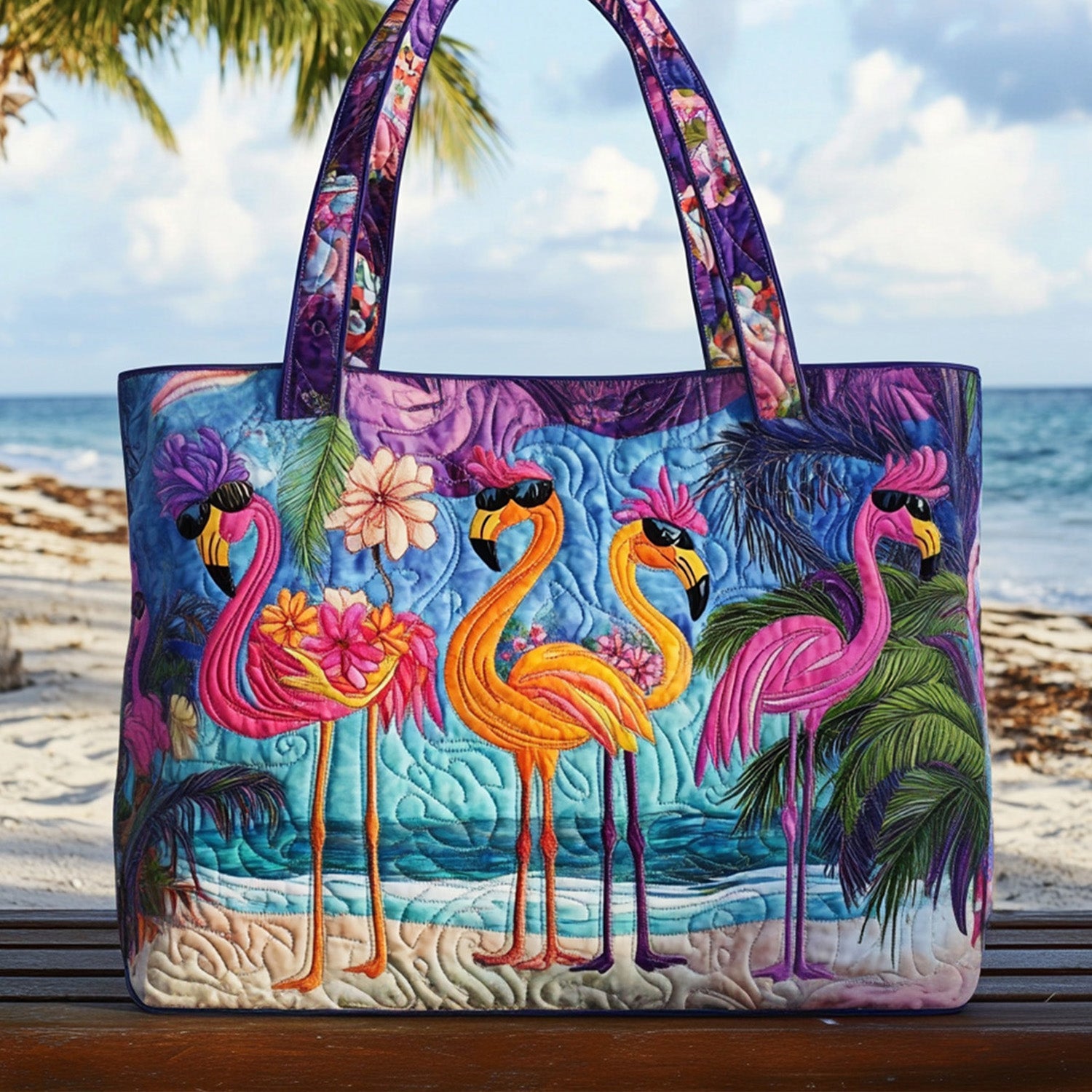 Flock Star Quilted Tote Bag Flamingo Gifts For Men Women