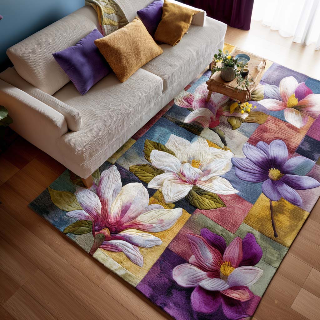 Floral Area Rug Dining Table Accessories Gifts For Flower Enthusiasts