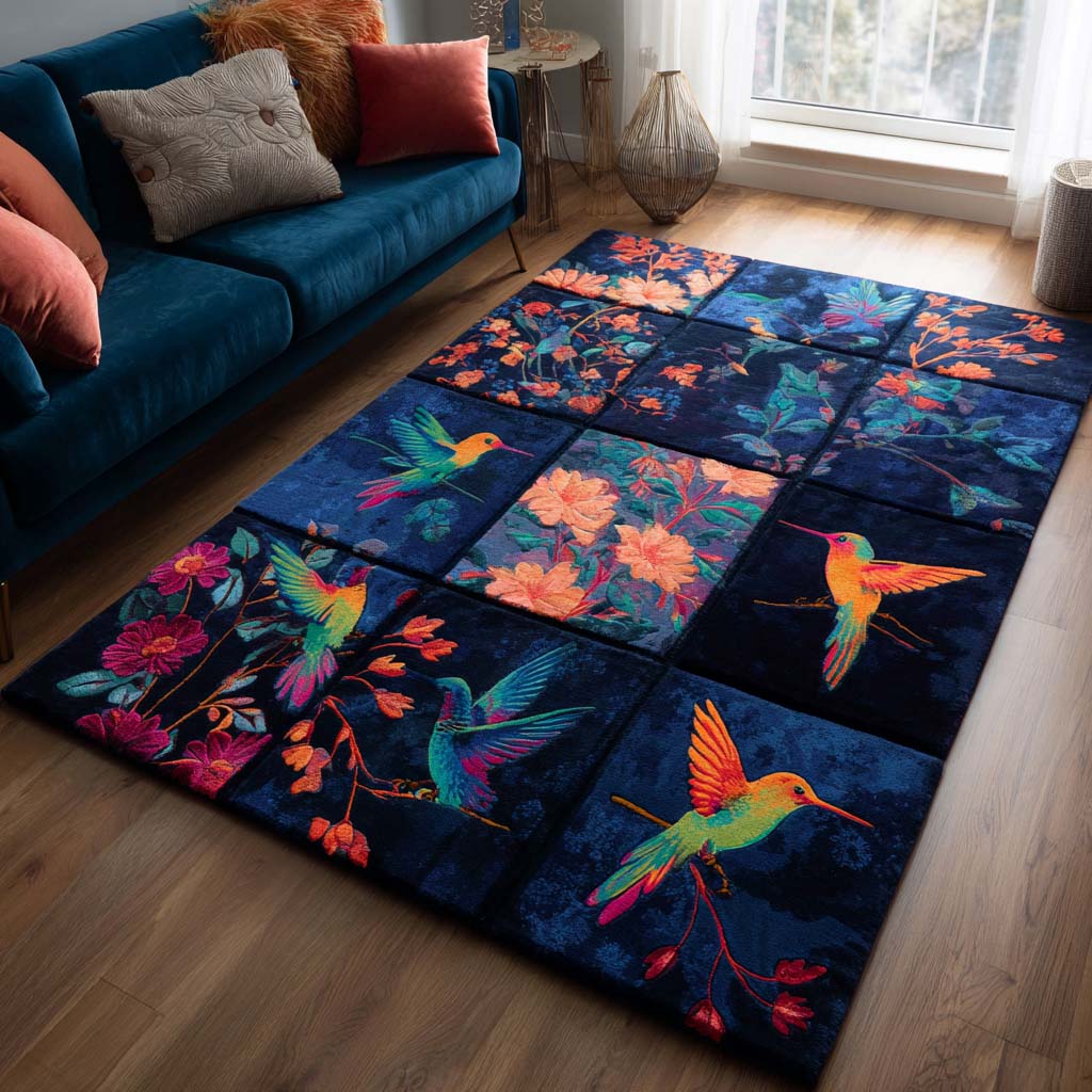 Floral Area Rug Door Entrance Decor Hummingbird Feeder Gift