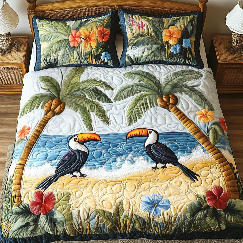 Floral Bliss Quilted Bedding Set Bed Decor Gifts For Birders