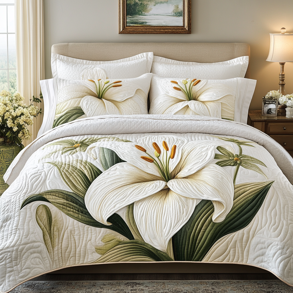 Floral Bliss Quilted Bedding Set Soft Bedding Set That Makes a Great Christmas Gift