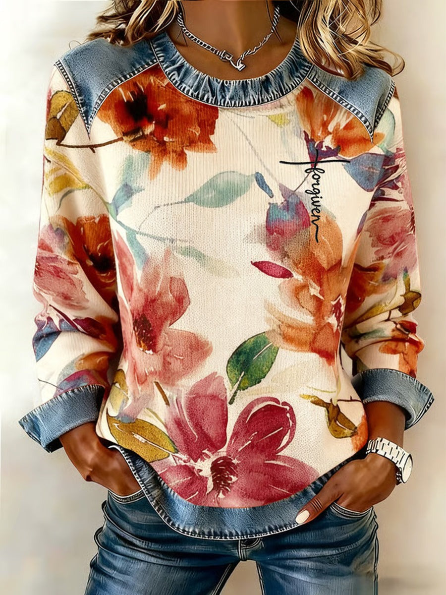 Floral Blossom Long Sleeve Shirt Cozy Everyday Apparel Inspirational Gift For Mom