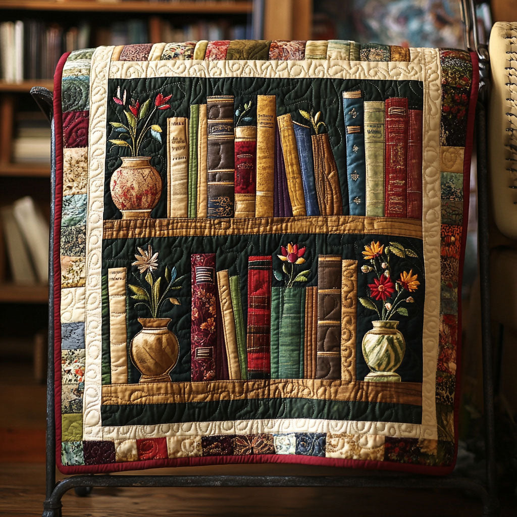 Floral Bookends Quilted Blanket Sofa Couch Throw Blanket Best Gifts For Book Lovers