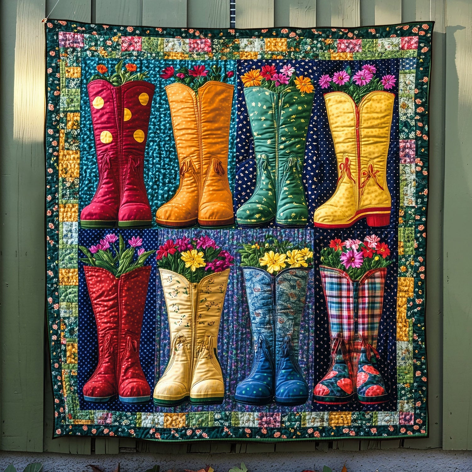 Floral Boots Quilted Blanket Gardening Gifts For Mom