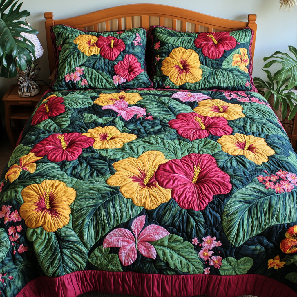 Floral Breeze Quilted Bedding Set Warm and Elegant Bedding Gift Set for Every Home
