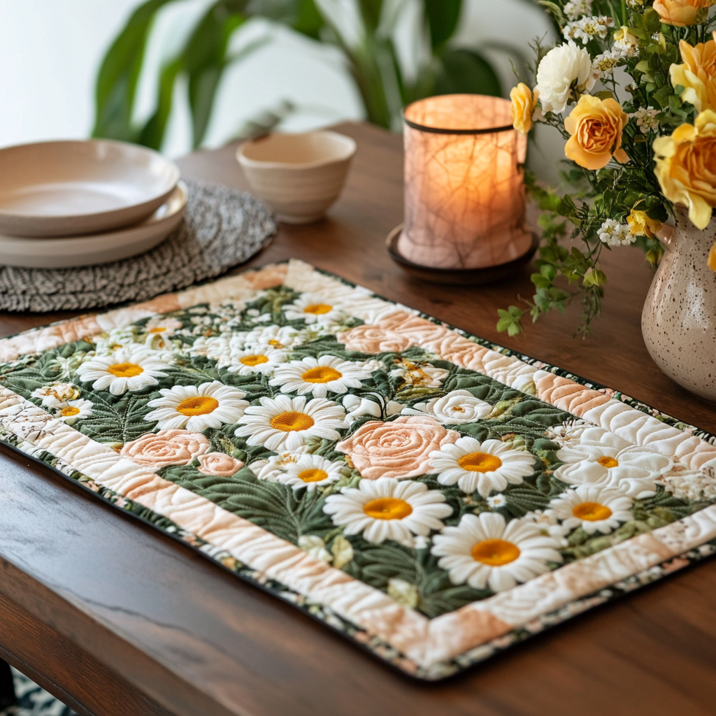 Floral Breeze Quilted Placemat Dining Room Table Decorated For Christmas Sunflower Christmas Gift Ideas