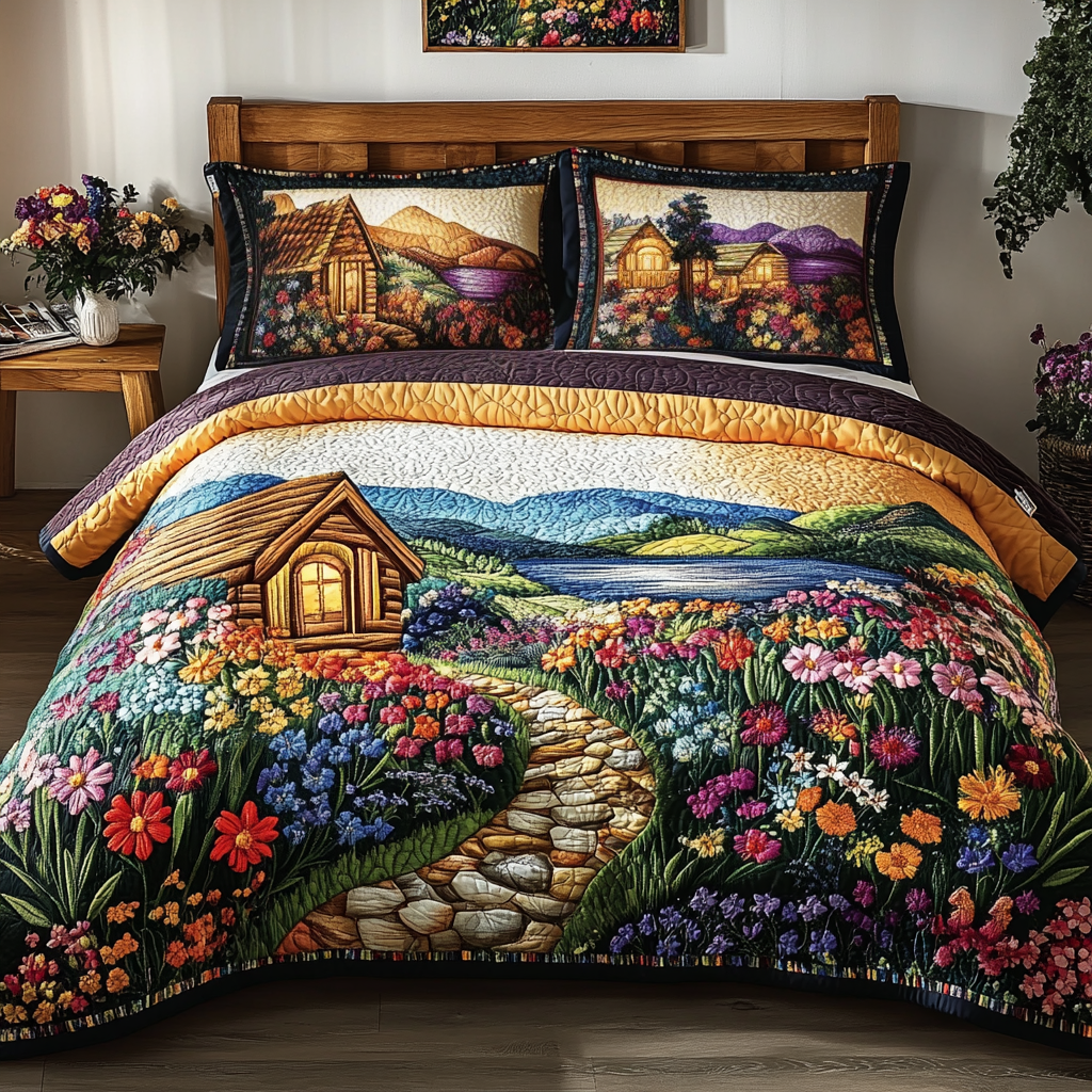Floral Cabin Quilted Bedding Set Best Bedspread Set Christmas Presents For Mom