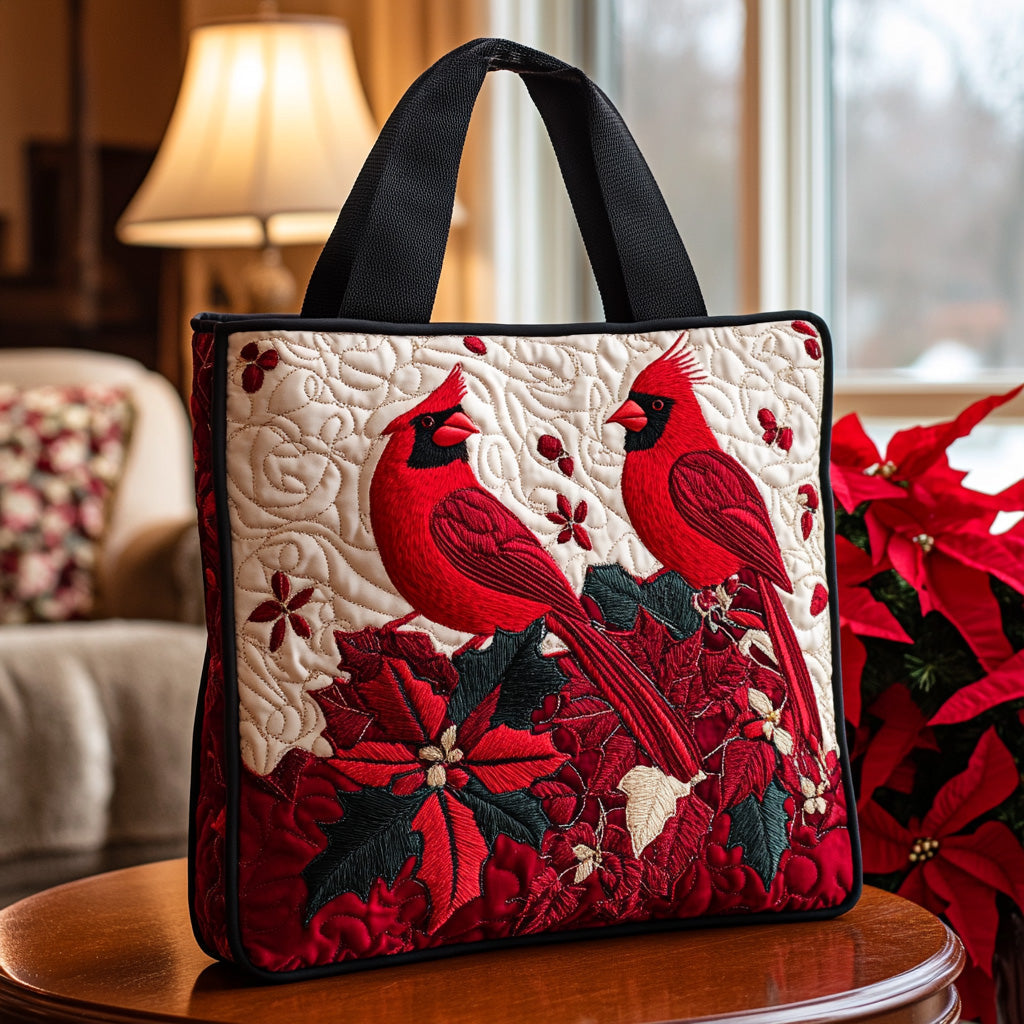 Floral Cardinal Quilted Tote Bag Unique Cardinal Gifts