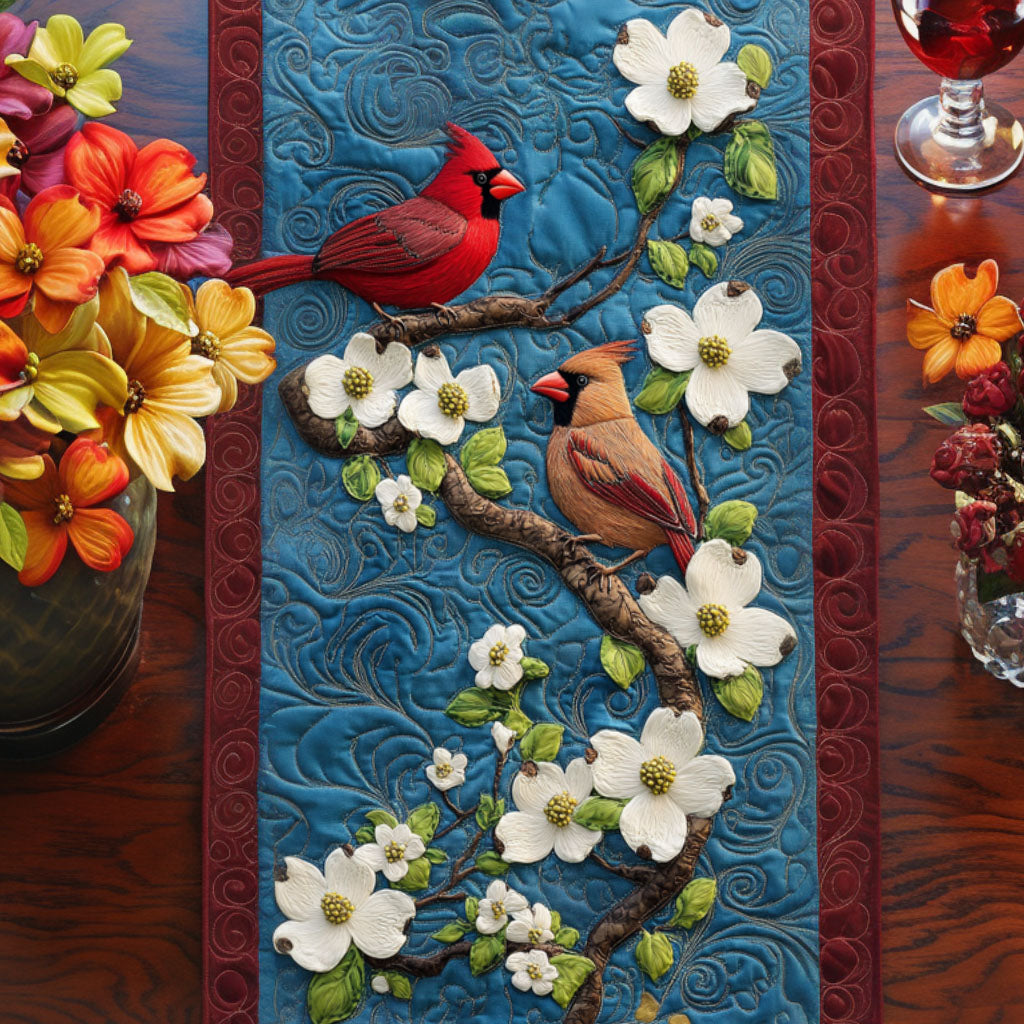 Floral Cardinals Quilted Table Runner Kitchen Table Decor Ideas Red Cardinal Gift Items