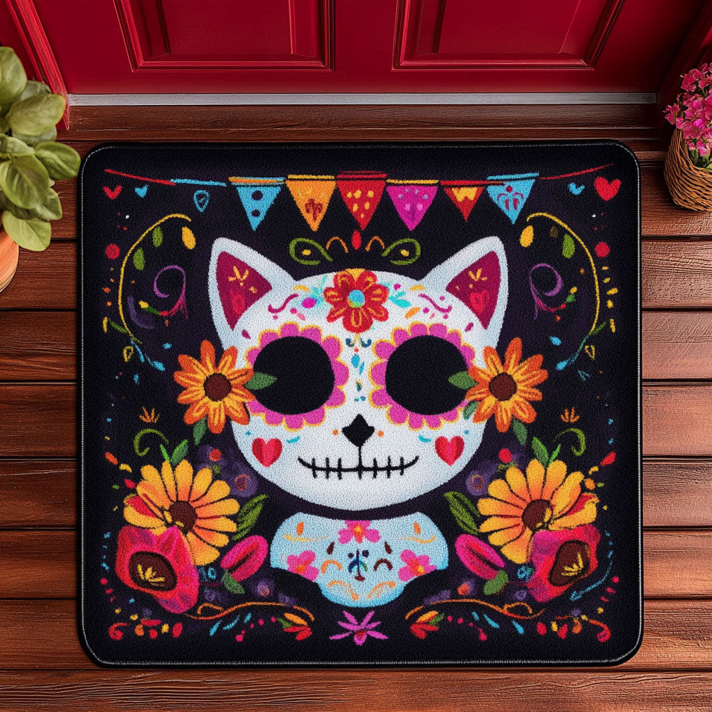 Floral Cat Doormat Best Decoration Gift For Friends and Family on Halloween Day